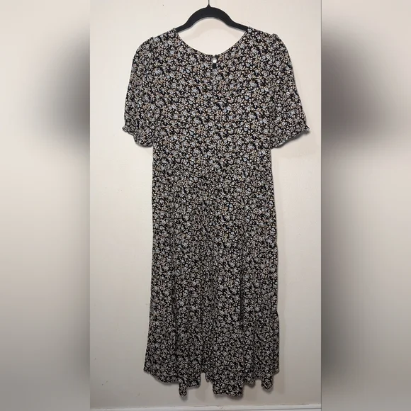 Aerie Garden Party Midi Dress Black Blue Ditsy Floral Cottagecore Women's Size S - Picture 6 of 6